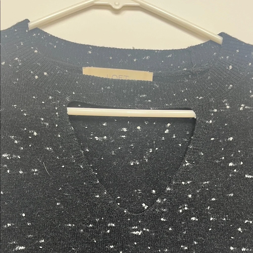 LOFT black speckled cutout choker sweater. - Picture 6 of 8